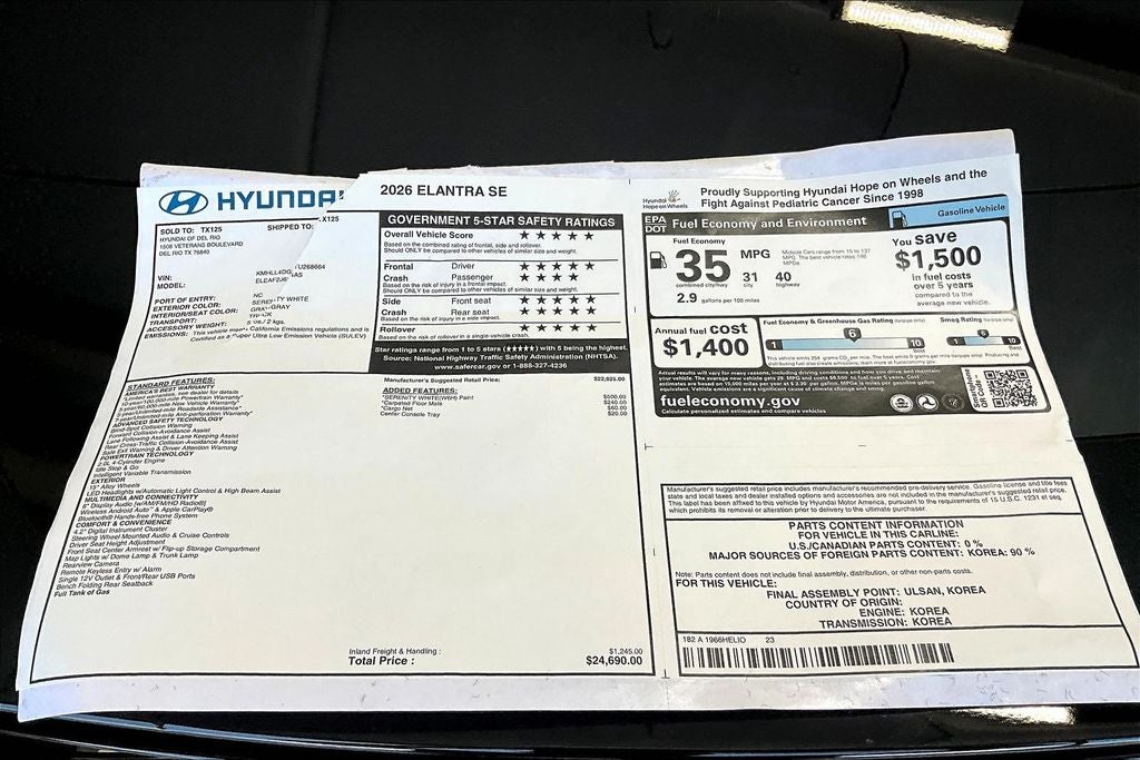 2026 Hyundai Elantra SE