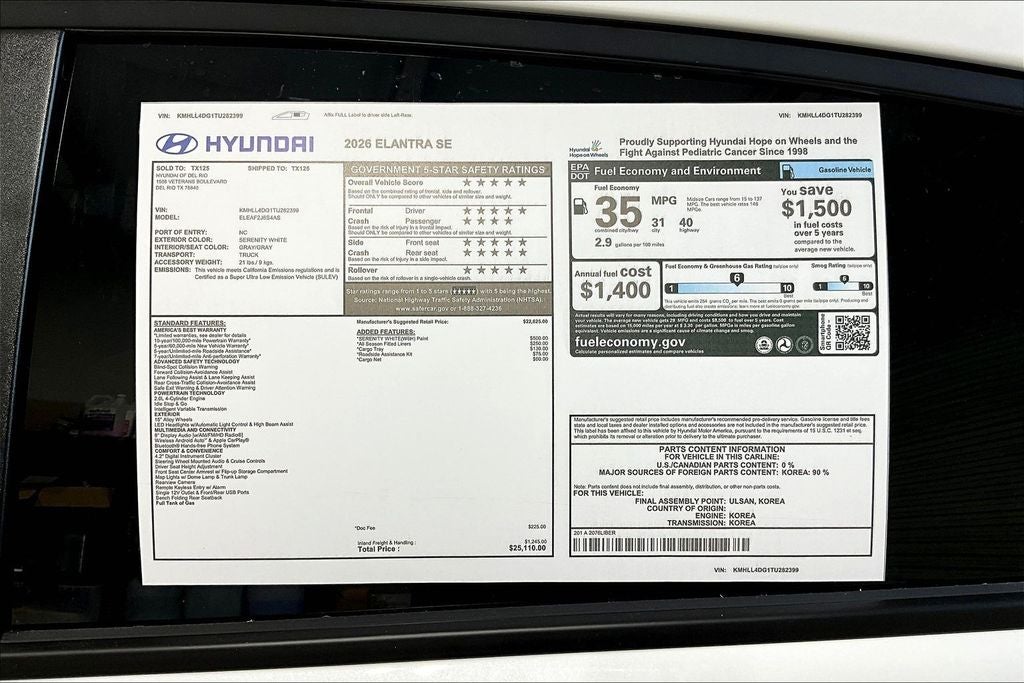 2026 Hyundai Elantra SE