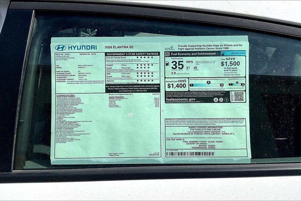 2026 Hyundai Elantra SE