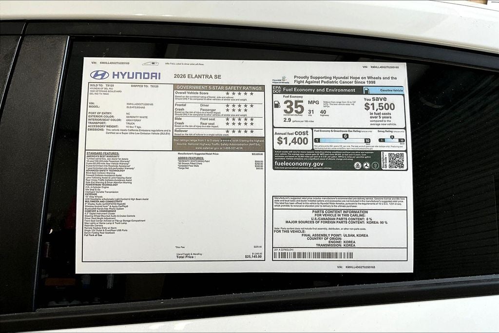 2026 Hyundai Elantra SE
