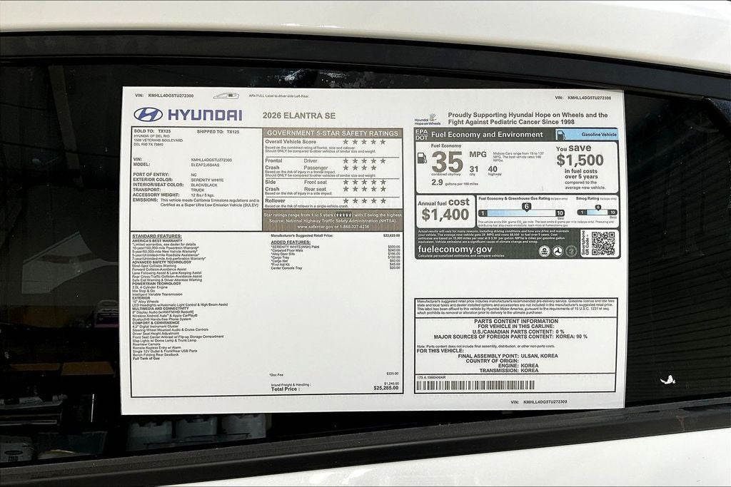 2026 Hyundai Elantra SE