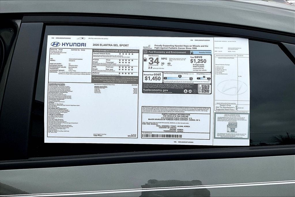 2026 Hyundai Elantra SEL Sport