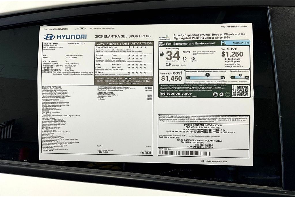 2026 Hyundai Elantra SEL Sport