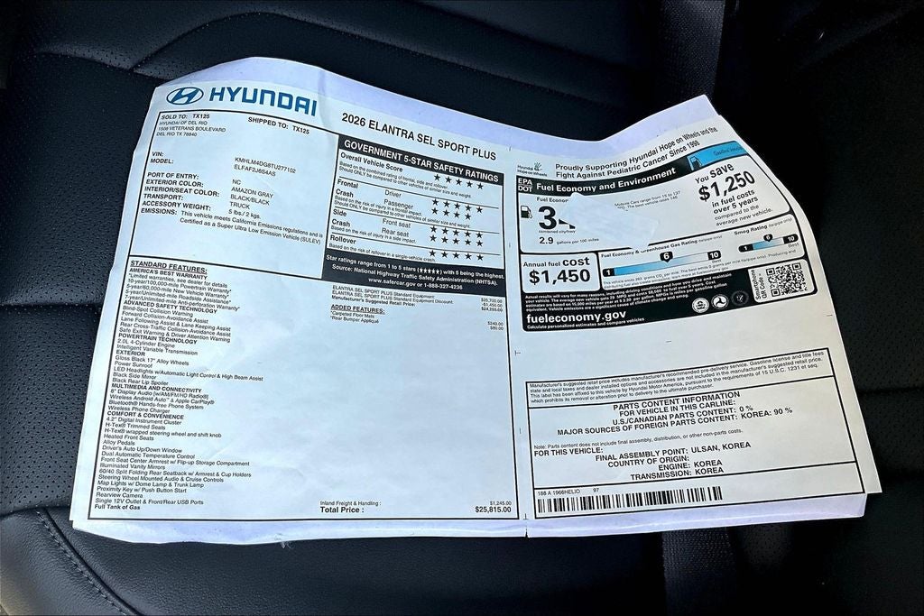 2026 Hyundai Elantra SEL Sport