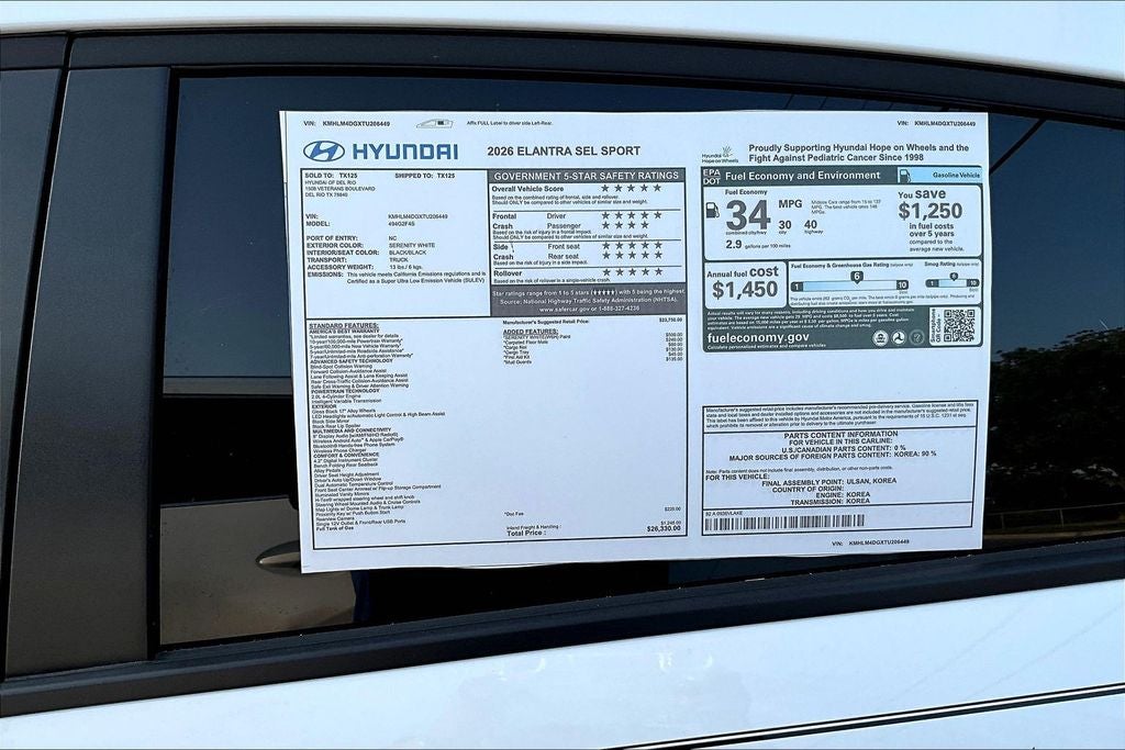 2026 Hyundai Elantra SEL Sport