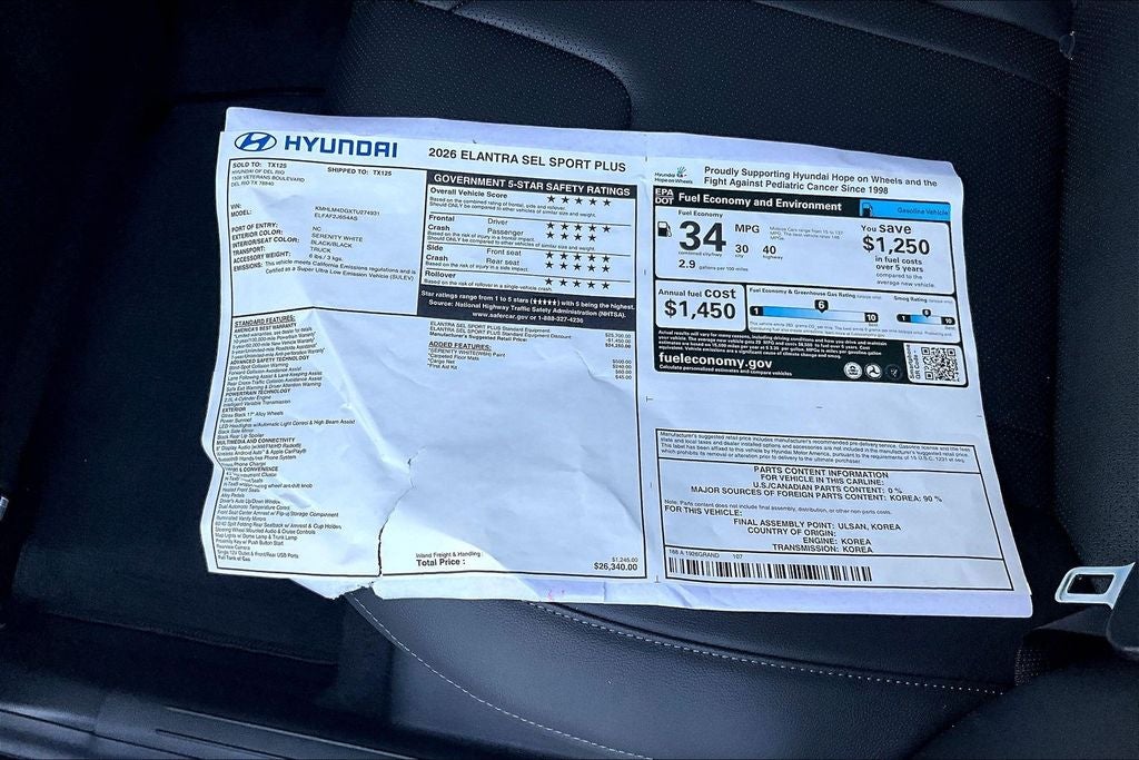 2026 Hyundai Elantra SEL Sport