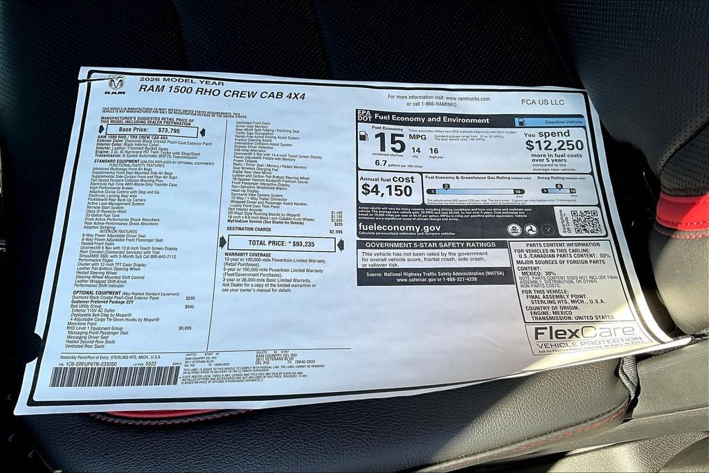 2026 RAM 1500 RHO