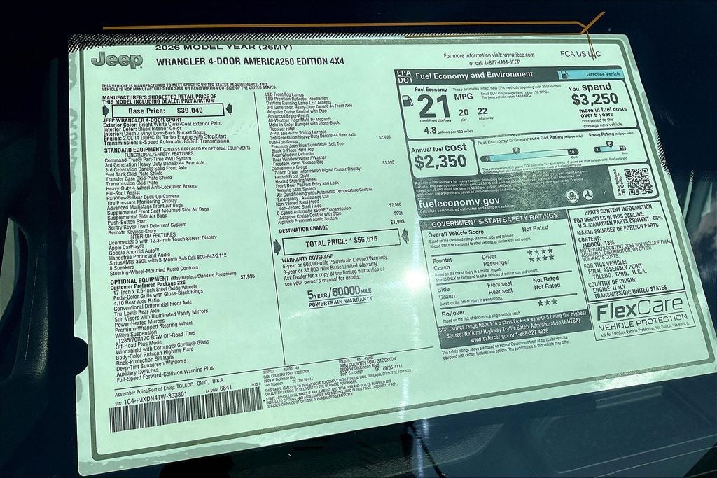 2026 Jeep Wrangler Sport S AMERICA 250 EDITION