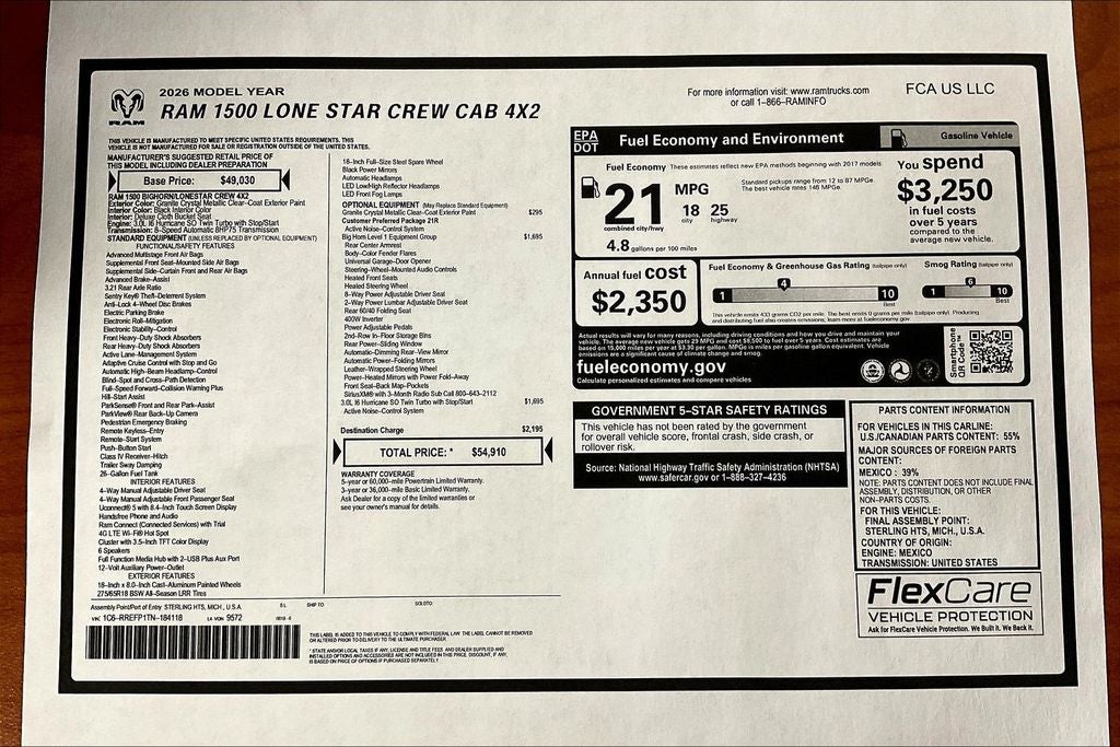 2026 RAM 1500 Big Horn/Lone Star