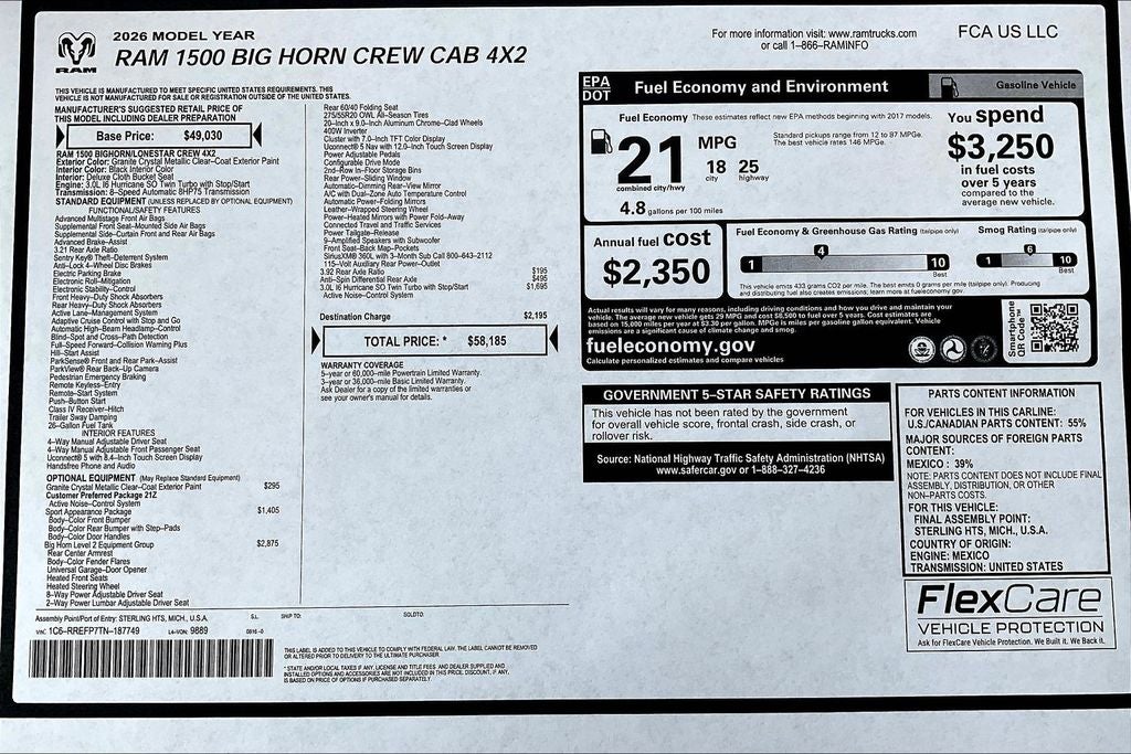 2026 RAM 1500 Big Horn/Lone Star