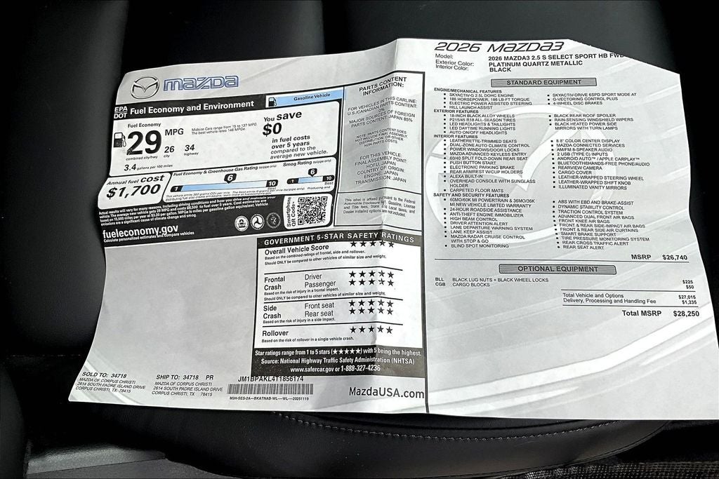 2026 Mazda Mazda3 2.5 S Select Sport