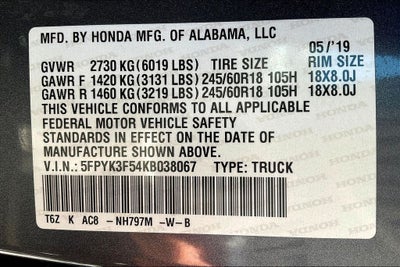 2019 Honda Ridgeline RTL
