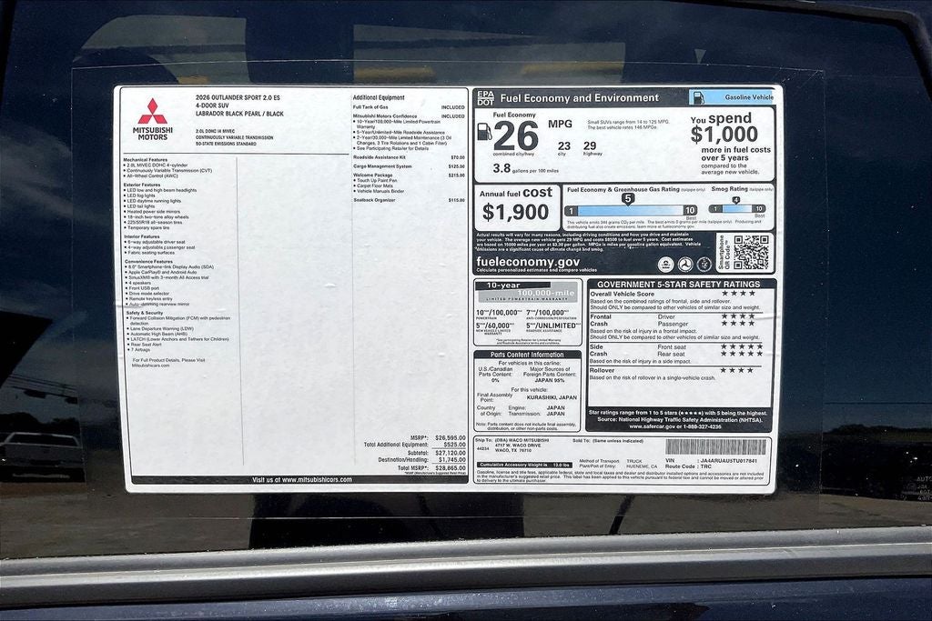 2026 Mitsubishi Outlander Sport 2.0 ES
