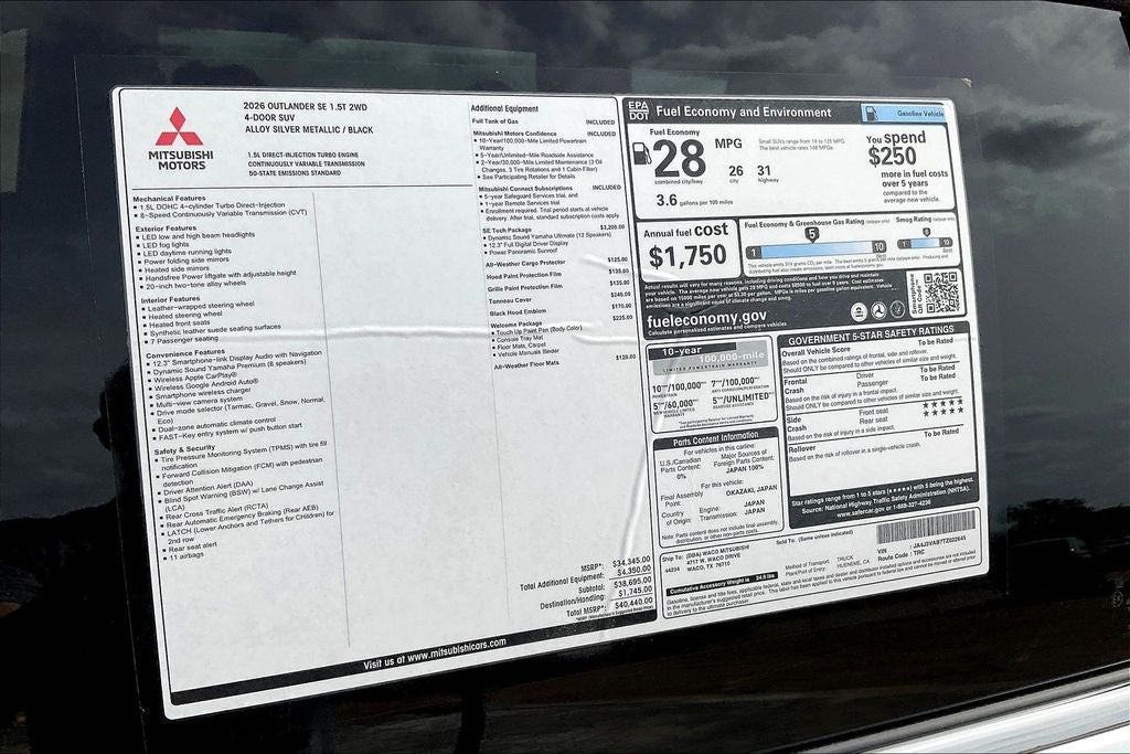 2026 Mitsubishi Outlander SE