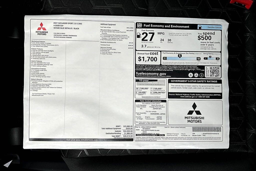 2027 Mitsubishi Outlander Sport 2.0 S