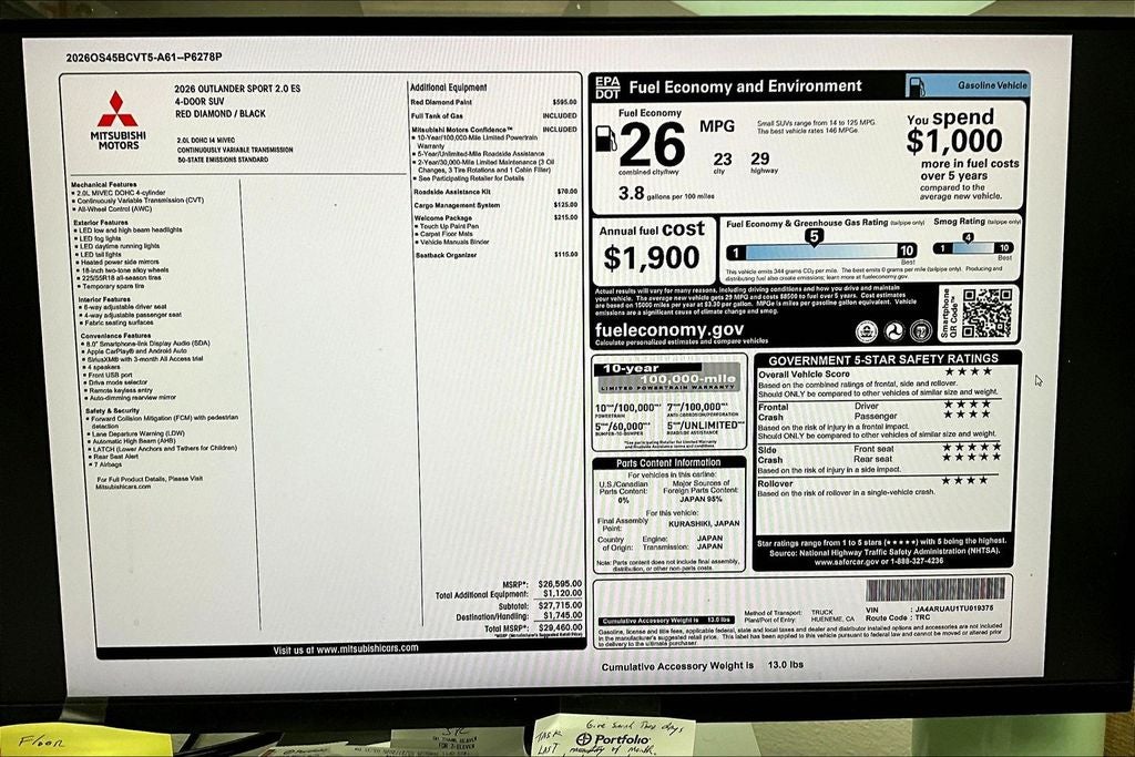 2026 Mitsubishi Outlander Sport 2.0 ES