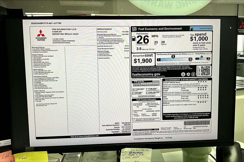 2026 Mitsubishi Outlander Sport 2.0 ES