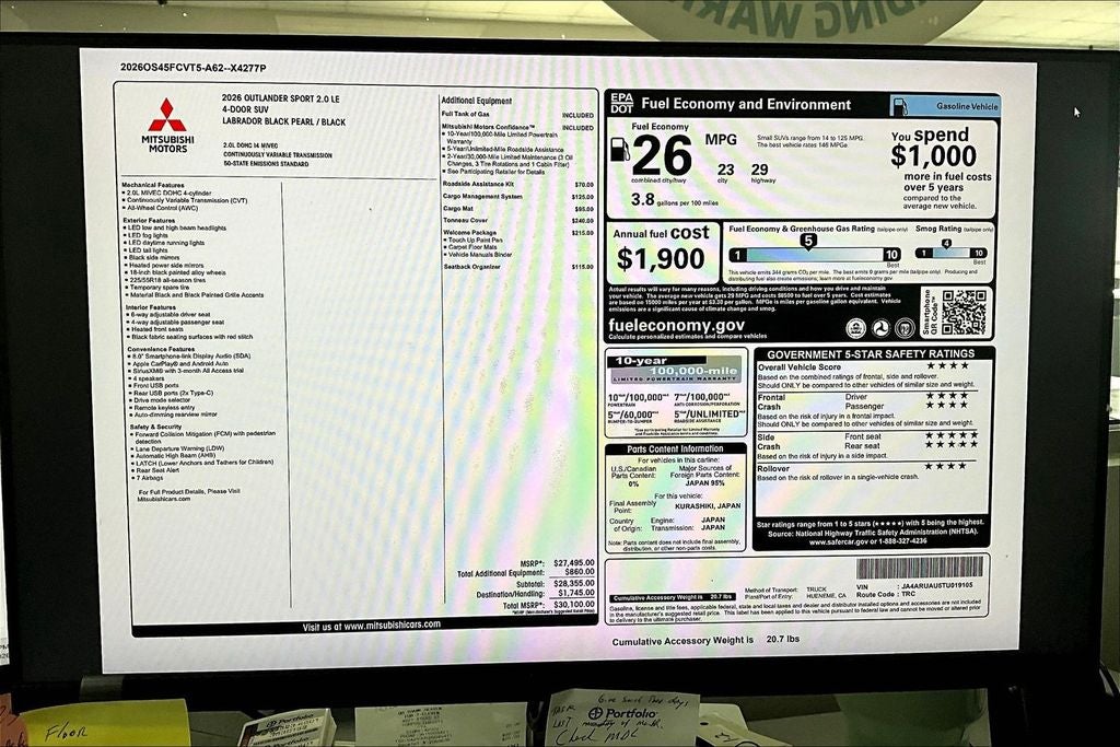 2026 Mitsubishi Outlander Sport 2.0 LE