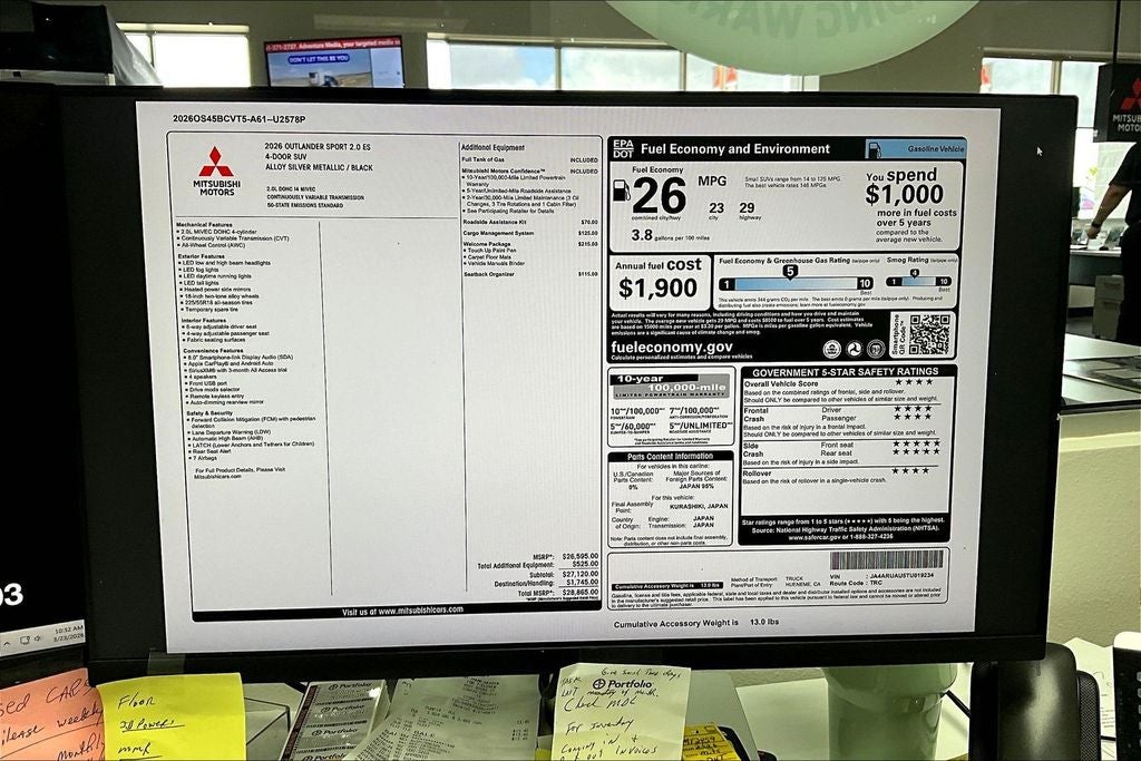 2026 Mitsubishi Outlander Sport 2.0 ES