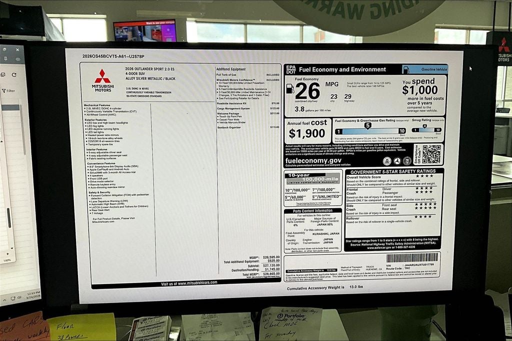 2026 Mitsubishi Outlander Sport 2.0 ES