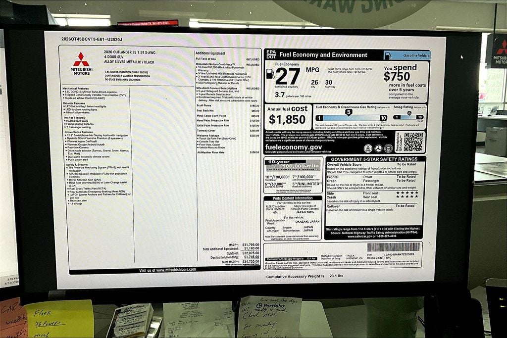 2026 Mitsubishi Outlander ES